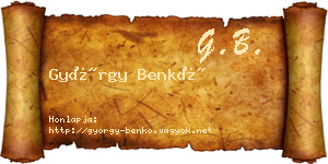 György Benkő névjegykártya